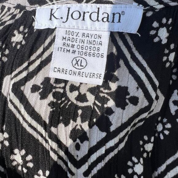 K Jordan Boho peasant style, Black & white, women's size XL - Picture 3 of 11